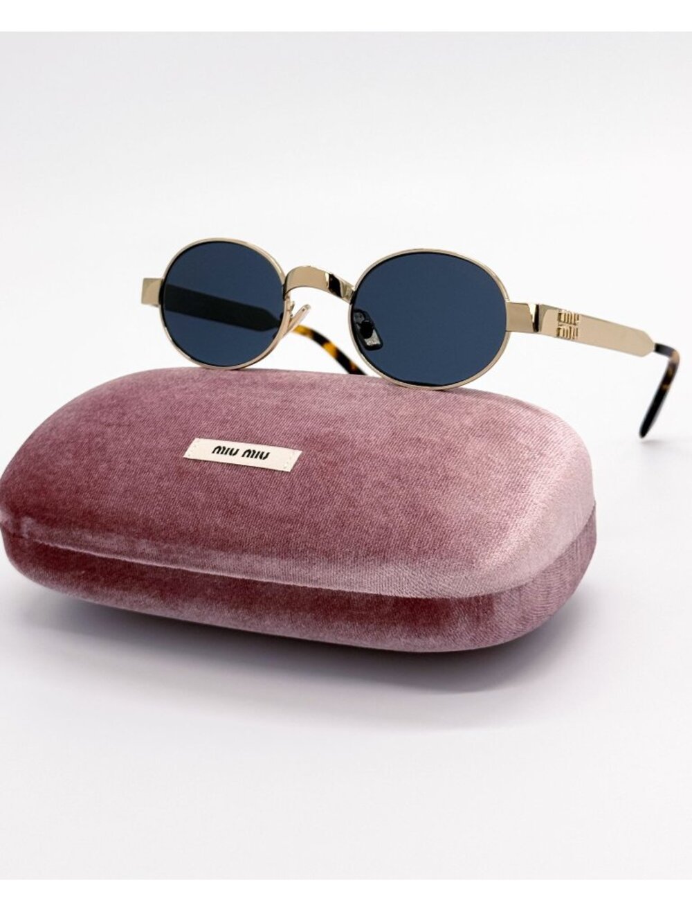 New Miu Miu MUB51S ZVN70B Gold Gray Women Round Sunglasses SMU B51